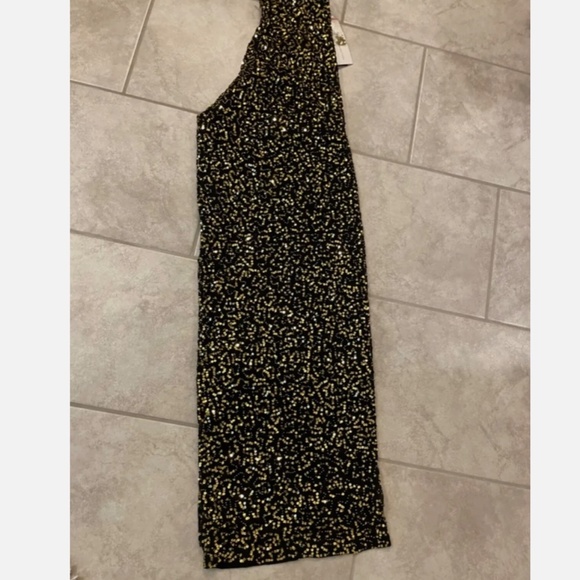 FRENCH CONNECTION Black Gold Sequin Wide Leg  Pant Size 4 - Picture 10 of 10
